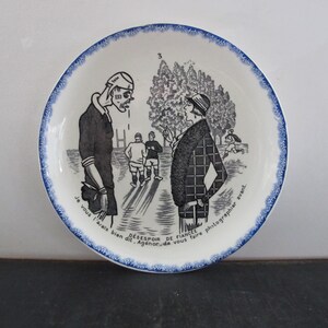 Plate French Satire France Desespoir Fiance 1920s Cartoon Daumier Football