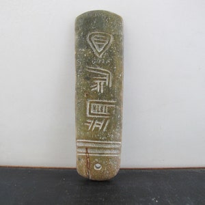 Hardstone Jade Nephrite Carving Chinese Antique Vintage Runes Archaic Characters Pendant