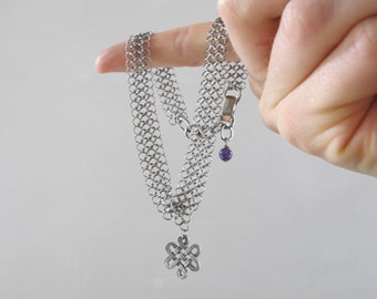 Choker Chain Mail 1990s Celtic Cross Amethyst Gwyneth Paltrow