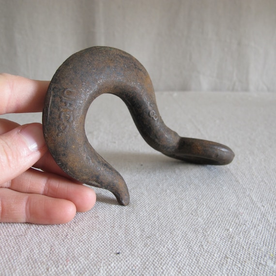 Large Cast Iron Hook, Nautical/industrial Paperweight Vintage