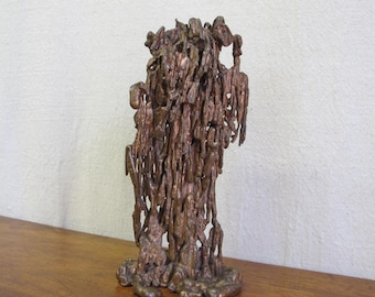 Brutalist bronze table sculpture, signed and dated to bottom c. 1960