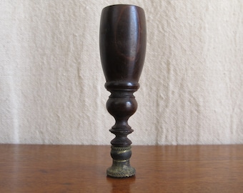 Wax or wafer seal with turned rosewood or lignum vitae handle and crosshatch pattern, c. 1800 vintage antique