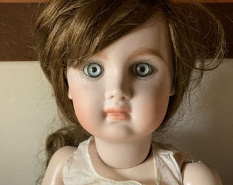 Meticulous reproduction closed-mouth Jumeau bebe c. 1895, made in the 1980s