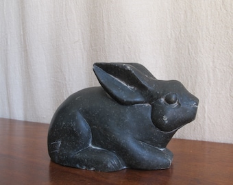 Inuit or Eskimo carved soapstone rabbit sculpture, c. 1950 vintage antique