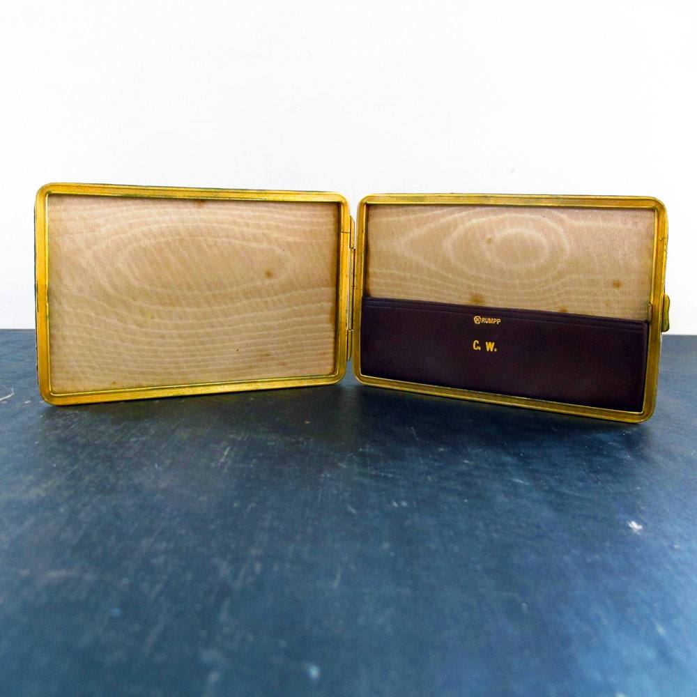 Rumpp Wallet Case Wallet 1930s Rumpp Leather Brass Mechanism Monogrammed CW Interior ...