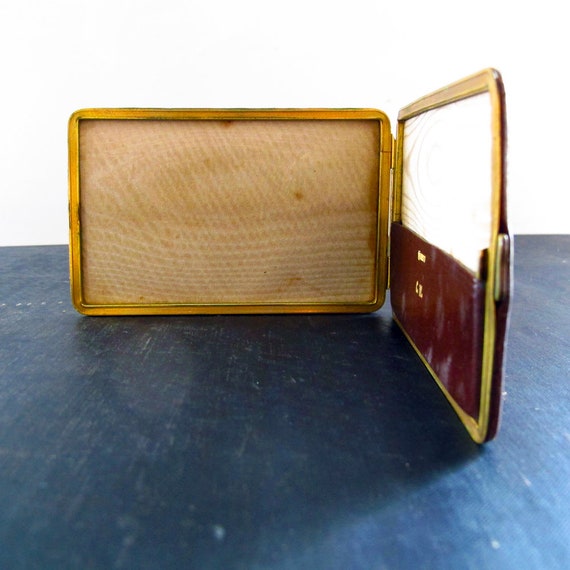 Case Wallet 1930s Rumpp Leather Brass Mechanism Monog… Gem