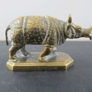 Anglo-Indian Miniature Sculpture Rhino Rhinocerus 19th Century 1860s 1870s Marked