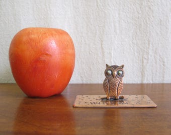 Art Deco copper 1930's 'who me?' owl Valentine