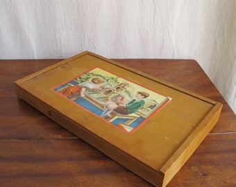 Architectural toy block set in wood with paper and mica, made in Germany, c. 1920 vintage antique