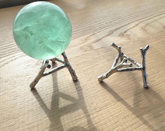 Set of 2 - Metal Branch Crystal Sphere Holder