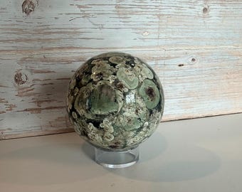 Rare Green Flower Polished Sakura Jasper/Rhyolite Sphere