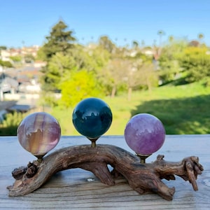 RESTOCK!! Handmade Natural Driftwood Sphere Holder || Unique Crystal Wood Stand