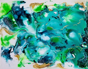 Emerald Dream - Original Abstract Painting on Stretched Canvas - beautiful - by Galina