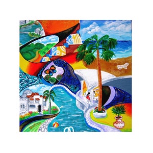 MEMORIES OF CONDADO, Puerto Rico  - Textured Original Acrylic Painting on Canvas by Galina