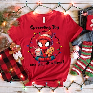 Spidey Christmas Shirt, Spidey Hoodie,  Spreading Joy one web at a time Spidey Cookie n Milk Shirt, Spiderman Christmas Sweatshirt, Spidey