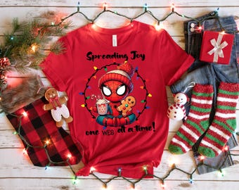 Spidey Christmas Shirt, Spidey Hoodie,  Spreading Joy one web at a time Spidey Cookie n Milk Shirt, Spiderman Christmas Sweatshirt, Spidey