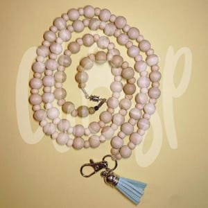 BOHO lanyard, Teacher Badge, Bead Lanyard, Wood Beaded Teacher Lanyard, Teacher Gift, Beaded Teacher Lanyard, Wood Bead Lanyard,