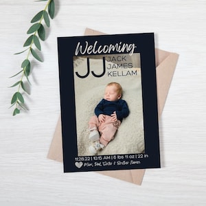 Anuncio de nacimiento de bebé niño personalizable