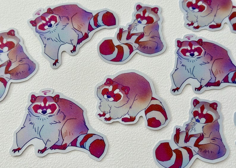 Sparkly Raccoon Stickers, Raccoon Sticker Pack, Trash Panda Sticker ...