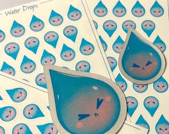 Water Drop Reminder Stickers: Hydration Tracker, Planner Stickers