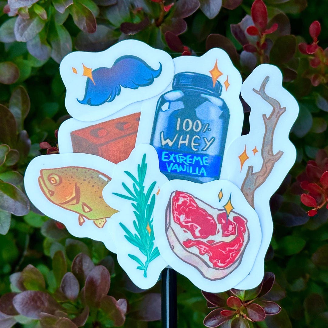 Stickers for Men, Sticker Pack for Guys, Ribeye Steak Sticker, Fish ...