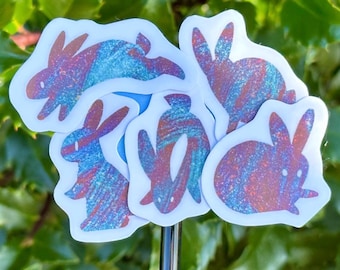Pegatinas de conejo negro en escamas, paquete de pegatinas de vinilo mate o transparente, pegatinas de conejo para diario o agenda, juego de 15