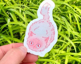 Pink Persian Cat Vinyl Sticker: Fluffy Kitten Decal