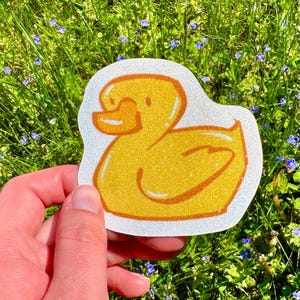 Rubber Duck Sticker, Bath Self Care Stickers, Jeep Ducking Decal, Cute Rubber Duckie Matte Vinyl Stickers or Sparkly Glitter