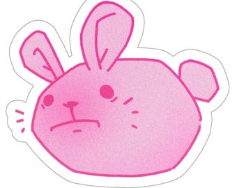 Pink Bunny Sticker, Anxiety Stickers, Rabbit Water Bottle Stickers for Journal, Textured Stickers, Cute Phone Decal Bunnies, Funny Animals