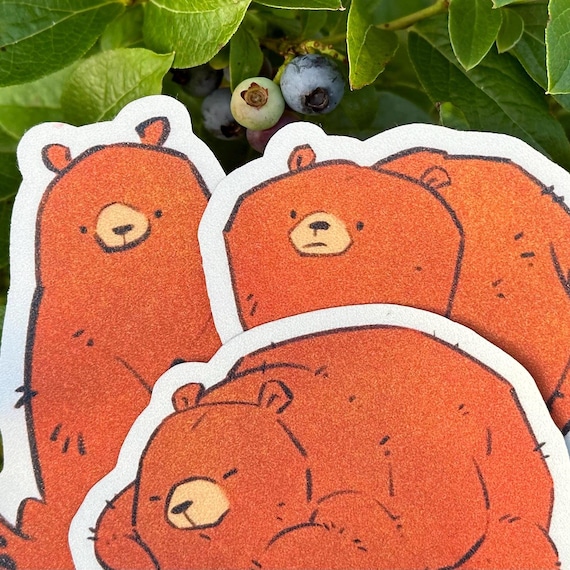 Sparkly Bear Stickers, Brown Bear Sticker Pack, Grizzly Bears, Wildlife Sticker, Cute Bear Art, Phone Sticker, Waterproof Vinyl Stickers