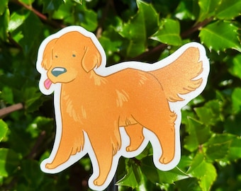 Happy Golden Retriever Sticker: Waterproof Vinyl Decal
