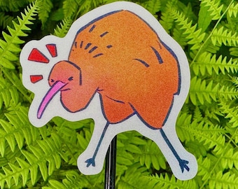 Naklejka z wściekłym ptakiem kiwi: Naklejka z dziką przyrodą Nowej Zelandii