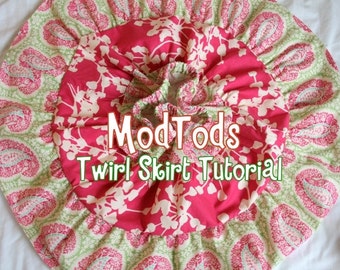 TUTORIAL Twirl Skirt PDF Pattern for Girls and Baby sizes 3-6months to youth 12. Instant Download.