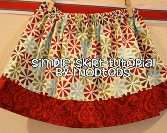 Skirt TUTORIAL Simple Skirt PDF Pattern for Girls and Toddlers sizes 18-24months to girls 8. Spring. Boutique Style. Instant Download.