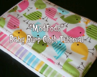 TUTORIAL Baby Burp Cloth PDF Pattern Tutorial Quality Boutique Style Fabric or Ribbon Burp Cloths