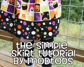 Skirt TUTORIAL Simple Skirt PDF Pattern for Girls and Toddlers sizes 18-24months to girls 8. Instant Download.