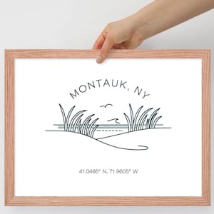 Wooden Wall Decor | Montauk New York Poster | Minimalist Art | Long Island NY Map | Montauk Coordinates