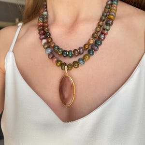 Handmade Agate Necklace for Women, Big Bold Statement Summer Jewelry, Mothers Day Gift