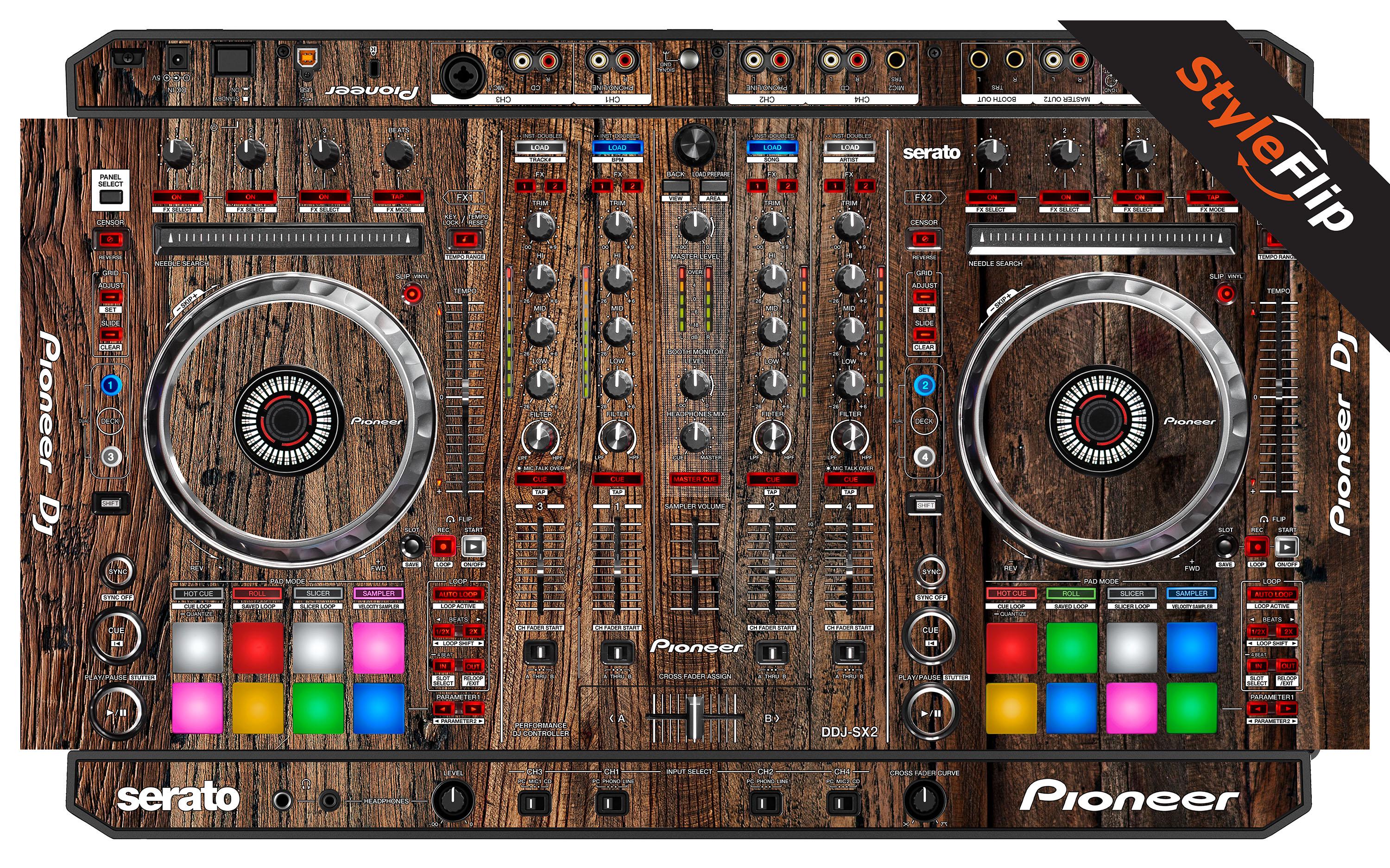 Pioneer DDJ-SX2 Skins | 7 Wood Designs | Protective Decal
