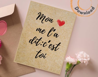 valentine's day card, love message, digital download, romantic, calligraphy card