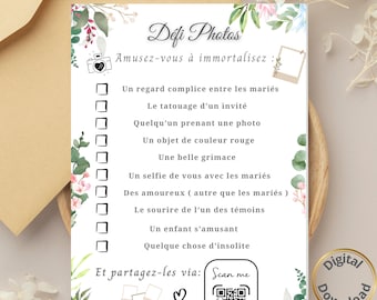 Gioco di nozze, sfida fotografica, attività di nozze, tema floreale, intrattenimento per gli ospiti, download digitale, gioco personalizzabile