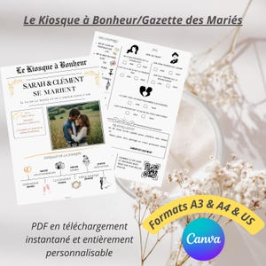 Wedding Gazette, wedding newspaper, invitation, customizable, announcement, DIY wedding newspaper