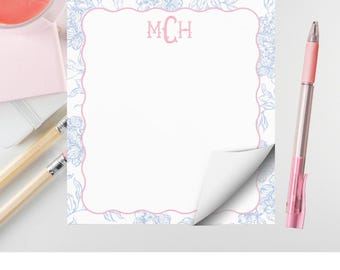 Custom Monogram Floral Notepad