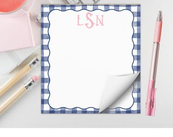 Custom Monogram Gingham Notepad