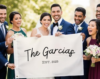 Personalized Wedding Name Flag: Photo Booth Backdrop, Anniversary Decor