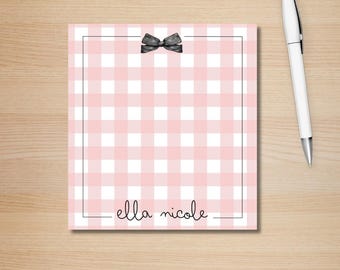 Personalized Gingham Notepad – Black and Red Team Colors