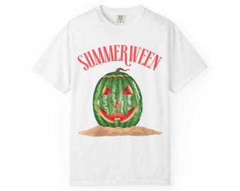 Unisex Summerween shirt - summer Halloween shirt - watermelon jack-o-lantern - Comfort Colors