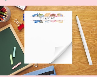 Personalized Teacher Notepad: Watercolor Design, 50 Tear-Away Pages