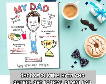 Father’s Day gift from kids - Custom coloring sheet - digital download