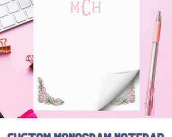 Custom Floral Monogram Notepad